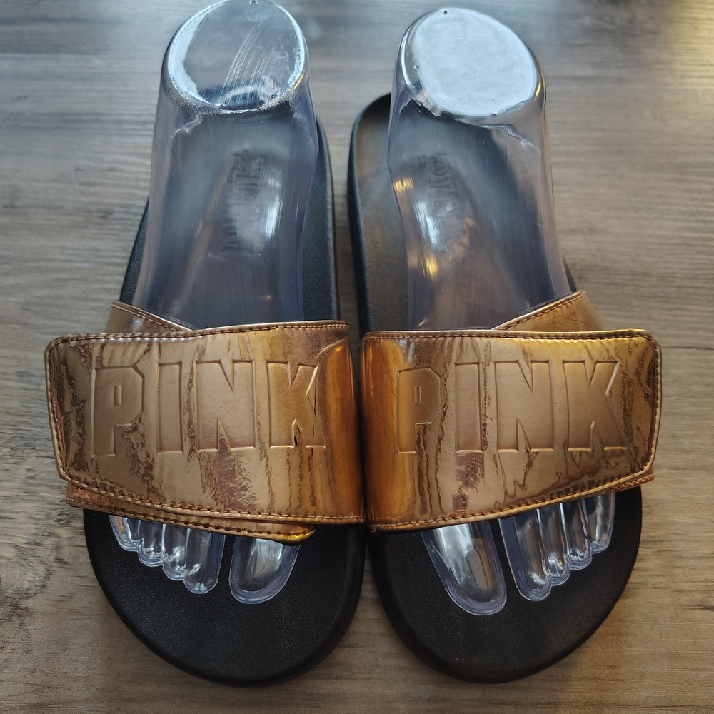 PINK Victoria's Secret Black Slide Sandals